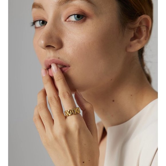 NEW 18K Gold Plated Link Chain Ring - Picture 3 of 10